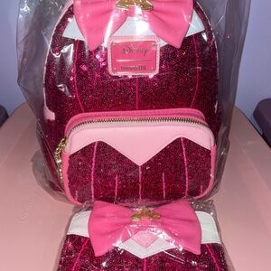 NWT Disney Princess Sequin Aurora Backpack and Wallet